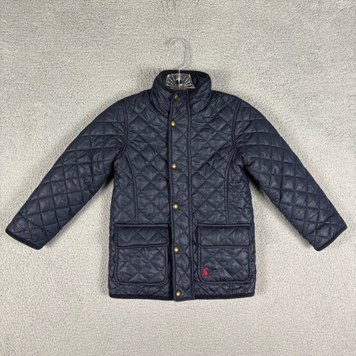 Joules Puffer Jacket Girl's 5Y Blue Quilted Pickets Plaid Lining