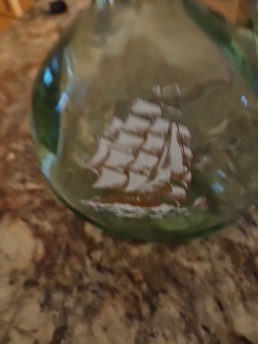 Vintage grüne Glas Weinkaraffe - Bild 2 von 4