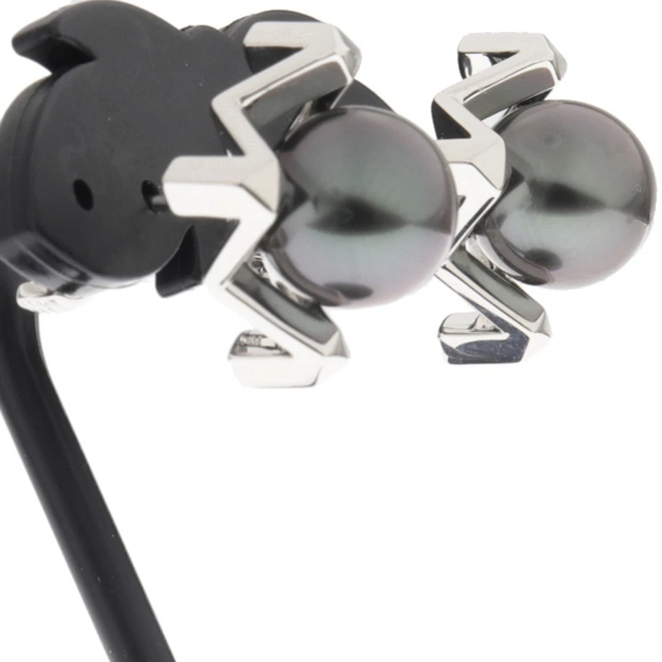 (清洁)Mikimoto M 系列黑色珍珠耳环 K18 WG 白色二手 FUJI-0 — 第 2/4 张图片