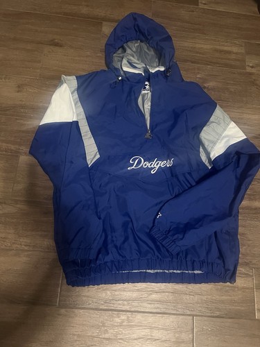 Vintage LA Dodgers Starter Pullover Puffer Jacket Men’s XL 1/4 Zip With Hoodie