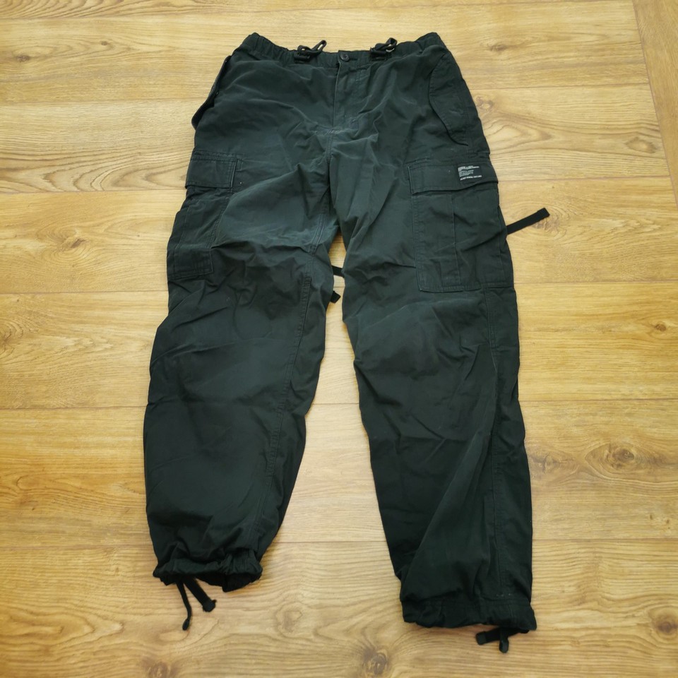 Superdry Cargo Trousers Womens W30 L32 Black Relaxed Loose Tapered Combat Army