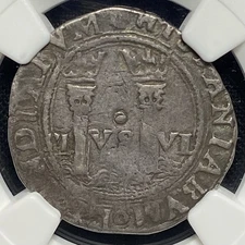 COLONIAL MEXICO 1542-55 AD, Spain Carlos & Joanna, Johanna Silver Real, NGC VF25