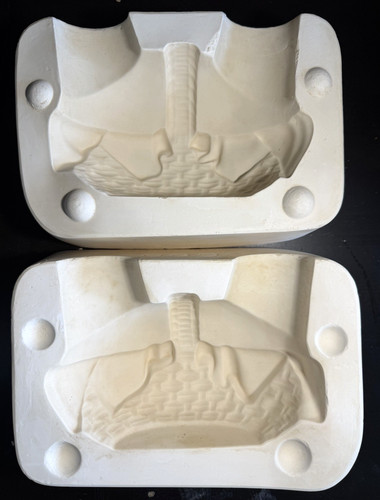 Vintage Kimple Ceramic Slip Casting Mold Bread Napkin Wicker Basket  #689