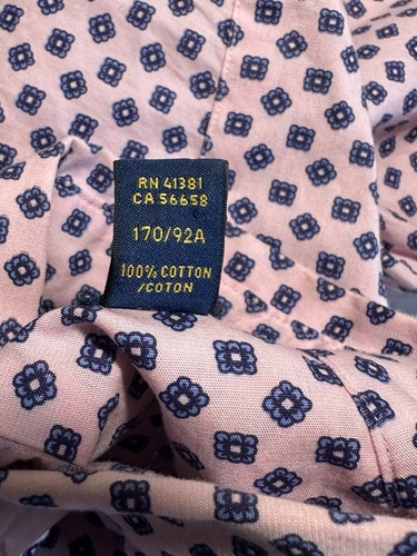 Ralph Lauren Button Down Shirt Men's Size S/P Pink Blue Flower Dots Slim Fit - Picture 15 of 16