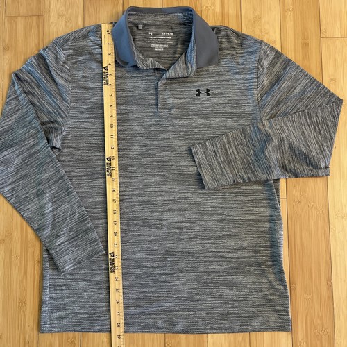 Under Armour Performance Polo Shirt Large Gray Outdoors Long Sleeve Preppy Mens - 第 5/11 張圖片