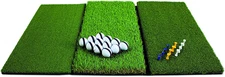 Rukket Tri-Turf Golf Hitting Mat Attack, Portable Driving, Chipping, Training Ai
