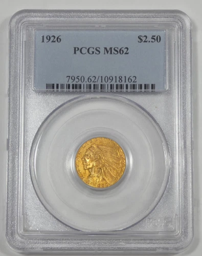 1926 GOLD Indian Head $2.50 Quarter Eagle CERTIFIED PCGS MS 62