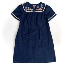 Go Softly Nwt Embroidered Sea Life Short Sleeve Zip Front Denim Patio Dress XL