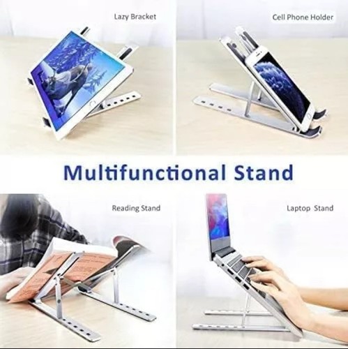 OVERMUST Laptop Stand for Desk, Adjustable Aluminum Laptop Riser for Desk & Bed - Picture 5 of 6