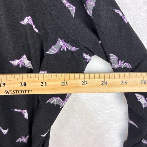 ModCloth Womens 2X Witchy Black Purple Bat Faux Wrap Top Spooky Halloween Goth - Picture 6 of 7