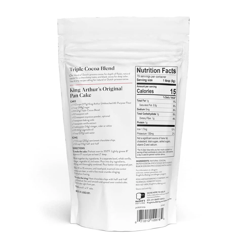 Mezcla de cacao en polvo King Arthur rico sabor chocolate 14 oz para hornear Foto 3 de 4
