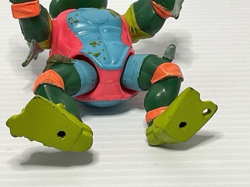 Vintage 1990 TMNT Teenage Mutant Ninja Turtles Mike The Sewer Surfer Figura solo 4" - Foto 4 di 4