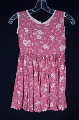 Selten Französisch 1940'S Pink Seidig Viskose Blumen Mädchen Kleid Größe 6-7 - Bild 1 von 3