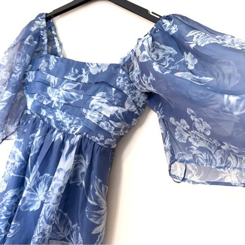 Abercrombie & Fitch Boho Emerson Angel Puffer Sleeve Blue Floral Babydoll Dress - Bild 6 von 16