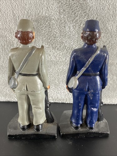 Vintage Cast Iron Civil War Soldiers Union & Confederate Bookends Doorstops - Picture 2 of 4