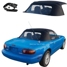 Mazda Miata 1990-05 Convertible Soft Top, Plastic Window & Rain Rail, Black