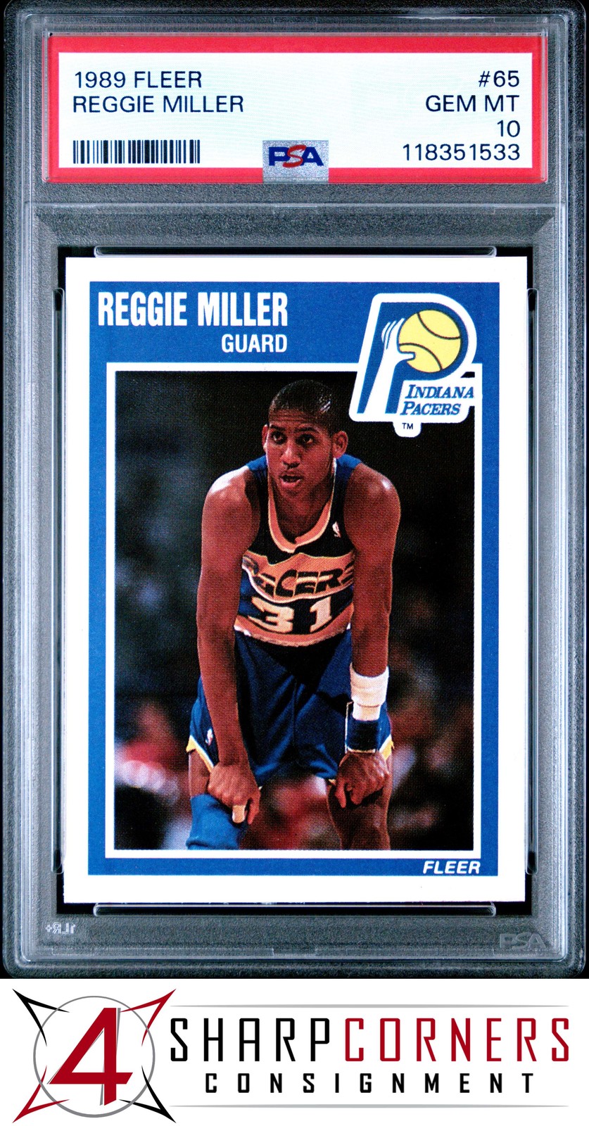 1989 FLEER #65 REGGIE MILLER PACERS HOF PSA 10