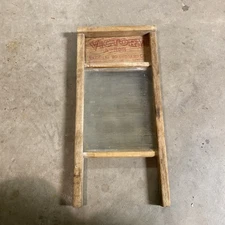 Washboard Vintage Victory No 508  Wood Ribbed Glass Washboard 18 Inch