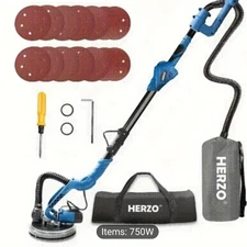 HERZO Electric Drywall Sander 750W With Vacuum Dust Collection For Sanding Wall,