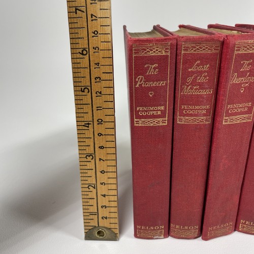 Vintage Book LOT Fenimore Cooper Victor Hugo T Nelson Sons Decor Display Red Sml - Picture 2 of 24