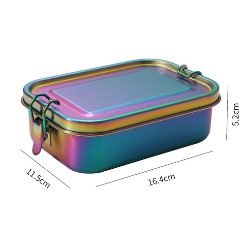 2X(Scatola Bento in Acciaio Inox Porta Pranzo in Metallo a Prova di Perdite con Rimovibile8722 - Foto 3 di 6
