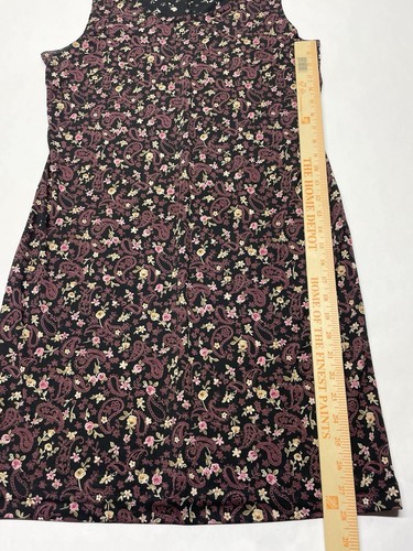 Vintage schwarz burgunderfarben Paisley Rose Blumen Kleid Gr. 14 90er Y2K Boho Cottagecore - Bild 18 von 18