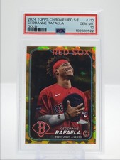 CEDDANNE RAFAELA 2024 TOPPS CHROME UPDATE SAPPHIRE ROOKIE DEBUT GOLD RC /50 PSA