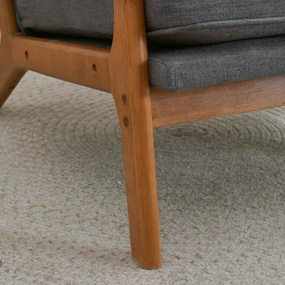 Современное кресло льняная ткань с мягкой обивкой удобное кресло для чтения однотонное - Изображение 3 из 4