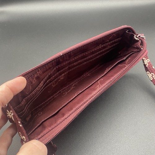 Vera Bradley Quilted Maroon & White Wallet Zippered Coin Wristlet - Picture 3 of 5