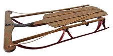 Vintage FLEETWING Sled Top Wood/Metal Sleigh Patina Original GRAPHICS Antique