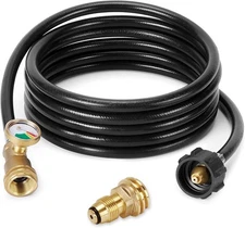 WADEO 12 Feet Propane Tank Extension Hose with Gauge, Include Gold. 