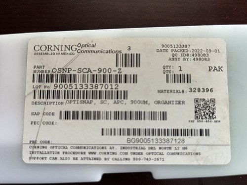 Corning OSNP-SCA-900-Z Fiber Optic Connector 900 um SC SM OS2 APC, 25 Pack - Picture 3 of 3