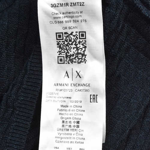 Men's V-neck textured ribbed knit sweater L Armani Exchange - Picture 8 of 10
