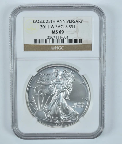 2011-W Burnished Silver Eagle 25th Anniversary MS69 Brown Label NGC