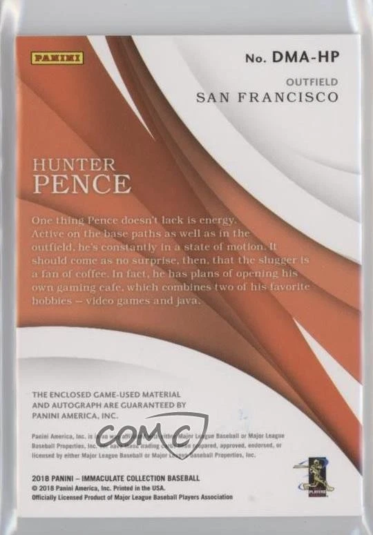 Panini Immaculate 2018 doble material/25 peniques Hunter #DMA-HP automático Foto 2 de 2
