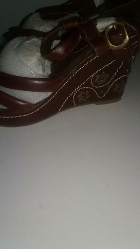 SANDALI ZEPPA RICAMATI MARRONE SCARPE AVON scarpe US Donna 8M Fuori Produzione NUOVI - Foto 3 di 3