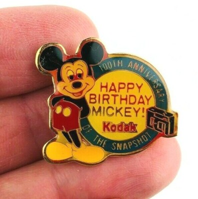 Disney Happy Birthday Mikey Kodak Pin 100th Anniversary of Snapshot Button *Ha43