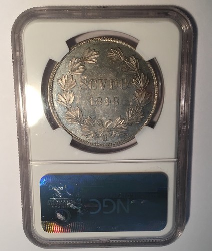 ITALY PAPAL STATES 1848 1 SCUDO SILVER COIN UNCIRCULATED, NGC CERTIFIED MS 64 - Picture 4 of 8