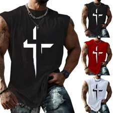 Mens Sleeveless Bodybuilding Tank Tops Sport Gym Fitness Vest Muscle Tee T Shirt