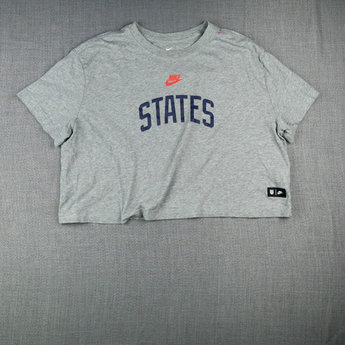Nike Womens Soccer Shirt Extra Large Gray Crop Top Half States USWNT USA Tee - Afbeelding 1 van 10