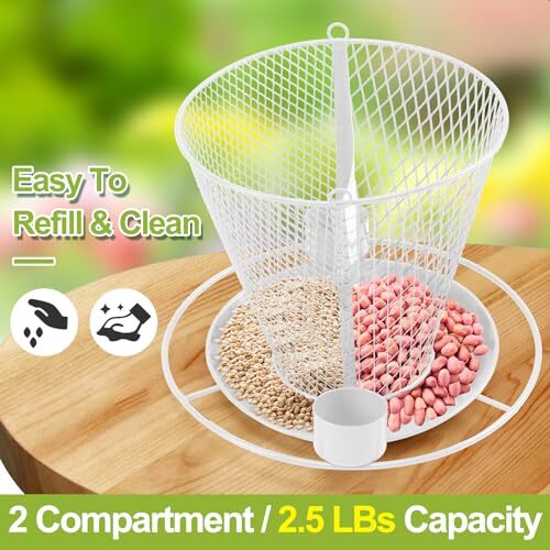 Solar-Bird-Feeders Metal-Wild-Bird-Feeder Outside-Hanging Outdoors White - Picture 4 of 6