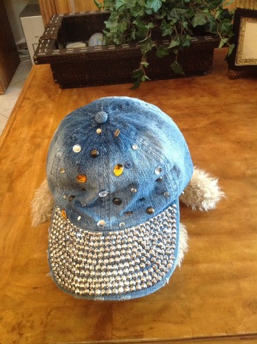 Angela & William Nieten Denim Mütze Glitzer Glitzer Baseball Stil: 1884 Einheitsgröße Baumwolle - Bild 10 von 12