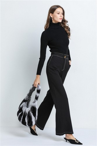 Moda Mujeres Hobo Bolsos Piel Completa Rex Piel de Conejo Bolsos Informales Bolsos de Hombro - Imagen 5 de 48