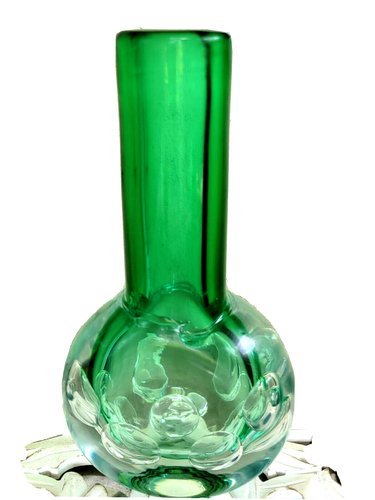 JAROSLAV SVOBODA schwere BUBBLE ART GLASVASE grün-klar KÜNSTLER SIGNIERT 12,5" - Bild 7 von 10