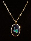 9ct Gold Black Opal & Onyx Swan Pendant Necklace, 18"