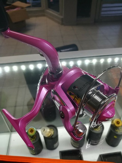 pink fishing rod and reel