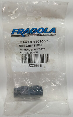 Fragola Hose Fitting #6 Straight PTFE Black 680106-BL Fragola Hose Fitting #6 Straight PTFE Black 680106-BL