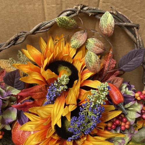 QVC Autumn Fall Harvest Door Wall Hanging Wreath 16x16” New In Box - Y67 - Picture 4 of 8