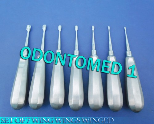 SET OF 7 WING WINGS WINGED DENTAL ELEVATORS SCOOP STYLE - Picture 2 of 3