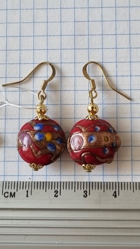 Italian Earrings, Glass Murano GILDING - Picture 1 of 5